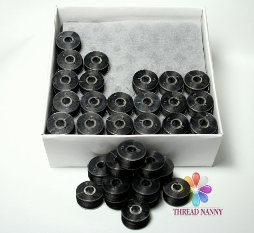 Simthread Embroidery Machine Prewound Plastic Bobbins Thread Babylock Janome Singer Bernette Kenmore Machines 60WT Type A SA156 Black Color 144pcs/box for Brother 