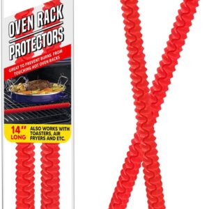 Silicone Oven Rack Shields Guards - Heat Resistant Rack Protector Stove Guards for Range Side Heat Shield for Toaster Oven Protect Against Burns and Scars, 14 Inches Long (red)