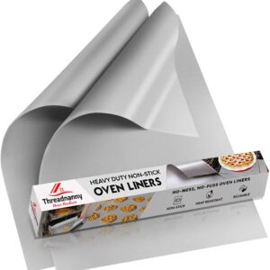 Silver 2 Pack Large Thick Heavy Duty Non Stick Teflon Oven Liners Mat, 17"x 25" BPA and PFOA Free, for Bottom of Electric Oven Gas Stove Microwave Charcoal or Gas Grills