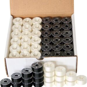 144 Black & White Pre-Wound Bobbins for Brother Embroidery Machines Compatible with PE-700, PE700II, PE-750D, PE-770, PE-780D, Innovis 1000, 1200, 1250D and New Babylock Ellure, Emore