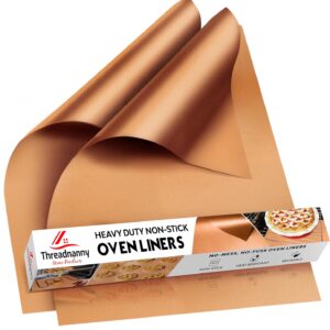 Copper 2 Pack Heavy Duty Non Stick Teflon Oven Liners Mat, Large Thick Liners for Bottom of Electric Oven Gas Stove Microwave Charcoal or Gas Grills 17"x 25" BPA and PFOA Free