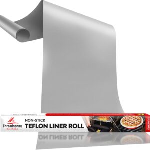 Silver Teflon Liner Roll for Ovens, Stovetops & Grills (75” x 17”) - Cut to Custom Fit - Versatile Non-Stick Teflon Mat, Can Use As Oven Liner, Grill Mat, Stovetop Cover, Baking Sheet, etc.