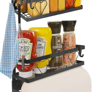 ThreadNanny Magnetic Spice Rack, Large Black, 2-Pack, 12"L x 4.5"W x 4"H, Extra Strong Magnets, Versatile Storage, Rust-Resistant Alloy Steel