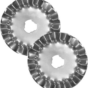 45mm Decorative Rotary Cutter Blades Right Handed, Pinking (2 Blades), Works with OLFA, FISKARS, Clover and Other Cutters for Quilting, Scrap Booking, Leather, Vinyl etc from Threadnanny
